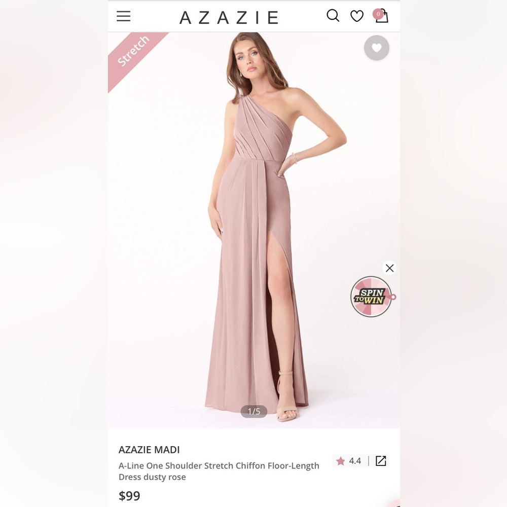 IVORY Azazie one shoulder gown. New with tags. Perfect condition